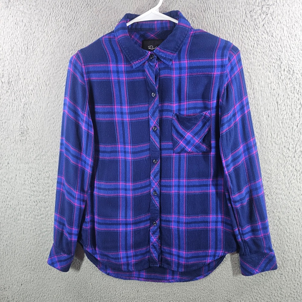 Rails Hunter Midnight Ultraviolet Plaid Rayon Flannel Shirt Womens Size S